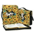 thumbnail image 3 of FOR U DESIGNS Sunflower Cow Butterfly Leather Bible Bags Soft Bible Case with Shoulder Strap Leather Bible Bags Organizer Size 2X-Large Portable Bible Case Bag Book Carrying Case Bible Accessory, 3 of 7
