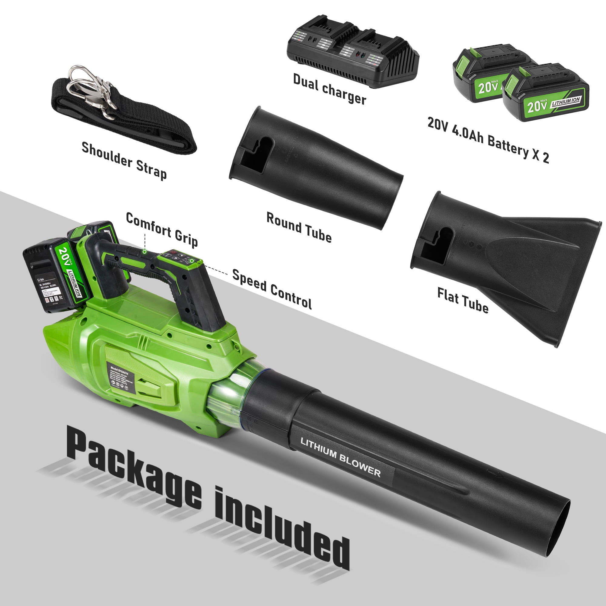 GASKY 40V Leaf Blower with 2 X 4.0Ah Batteries & Charger, 620CFM/ 150MPH Brushless Electric Cordless Leaf Blower for Garden/Dust/Snow/Yard Clean, Lightweight