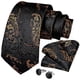 thumbnail image 2 of Corbatas de seda de lujo con estampado de cachemira en negro y dorado para hombre, 8 cm, corbata de boda para hombre, pañuelo de bolsillo, gemelos, alfiler de cuello, regalo para hombre, 2 of 4