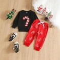thumbnail image 5 of MuXiKeJi Clothes Baby Girl Fall Winter Clothes Santa Baby Crewneck Sweatshirts Striped Flare Pants Set Toddler Christmas Outfits, 5 of 9