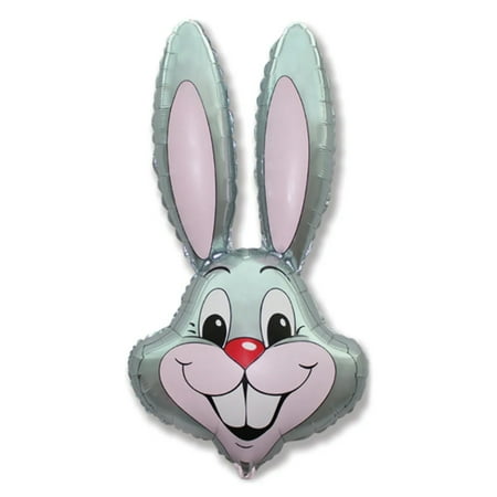 Grey BUNNY RABBIT Head Easter Spring Jumbo Shape 35" Mylar Foil Balloon • Party Supplies Decorations Balloons