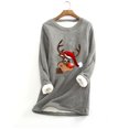 thumbnail image 2 of Sudadera de lana gruesa a la moda con estampado navideño para mujer, ropa interior cálida de terciopelo con cuello redondo Pompotops  gfhjh11138, 2 of 3