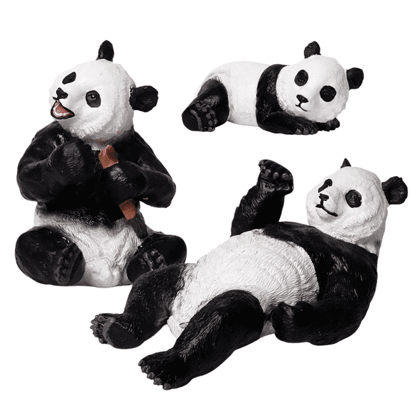 Juego de figuras de panda realistas de PVC, 3 piezas, pandas para bebés y adultos