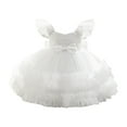 thumbnail image 3 of Xijirk Girls Dresses,Girls Party Dress With Bow Tiered Skirt Flutter Sleeves Formal Occasion Performance Tutu Gown,Dresses for Girls,White,6-9 Months, 3 of 9