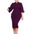 thumbnail image 6 of Afinprain Women's Clergy Dress with Tab Collar Peplum Waist and Puff Sleeve Church Minister Uniform, 6 of 8