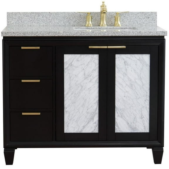 Trento 43" Solid Wood Vanity with Right Rectangle Sink in Blue/Gray