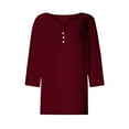 thumbnail image 4 of NinXxx Women's Fashion Casual Jacquard Three Quarter Sleeve Blouse S, 4 of 5