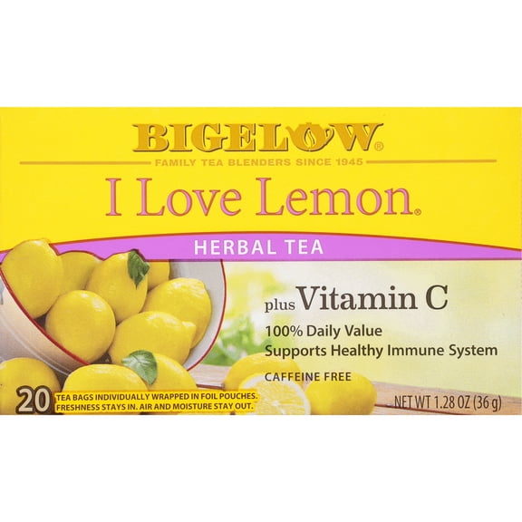 Bigelow I Love Lemon with Vitamin C Herbal Tea, 20 Count