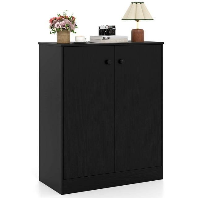 Costway 2-Door Storage Cabinet Freestanding Storage Organizer with 3-Tier Shelf Entryway