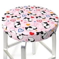 thumbnail image 3 of Lsque Cartoon Cat And Heart Pattern Round Bar chair cushion covers Velvet Fabric Premium Comfort Protects from Scratches and Stains for 14-17 Inch Chair-12 inch, 3 of 7