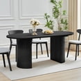 thumbnail image 6 of Weselon 70.8" Oval Wood Dining Table for 4-6, Modern Farmhouse Kitchen Table for Dining Room with Semi-Circular Legs, Black, 6 of 9