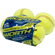Worth 11" Fastpitch Softballs, Yellow, 4 Pack