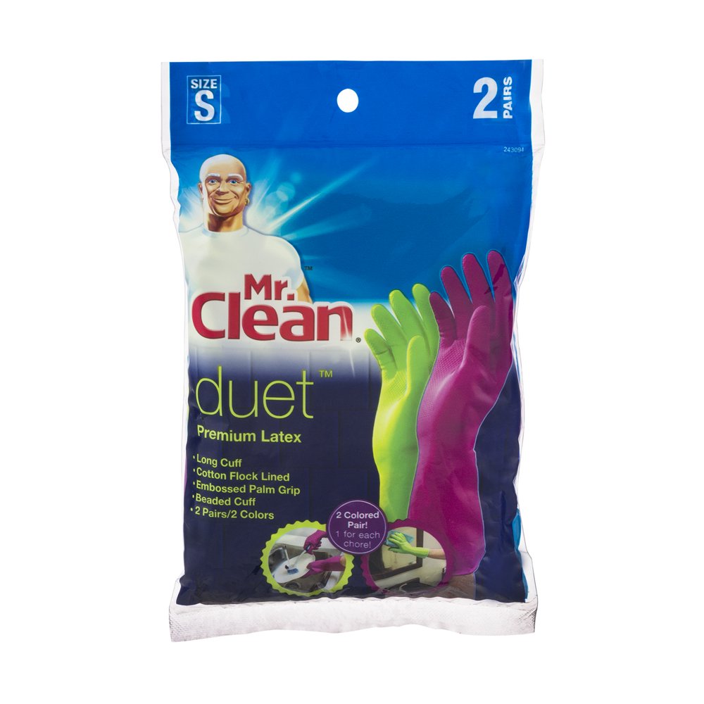 Mr. Clean Duet Reusable Gloves, Small, 2 Count