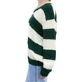thumbnail image 5 of hirigin Women Fall Winter Pullover Sweater Stripe Patchwork V Neck Long Sleeve Knitwear for School, Streetwear, S/M/L/XL, 5 of 9