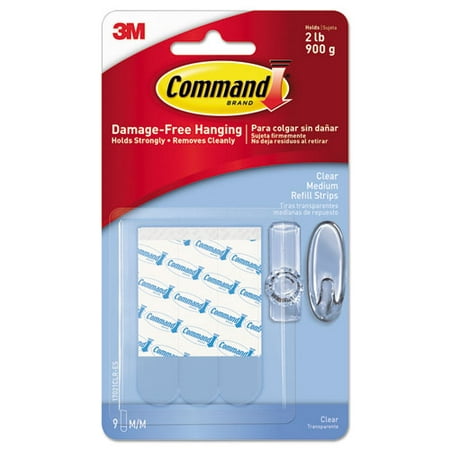 

Refill Strips Removable Holds Up To 2 Lbs 0.63 X 1.75 Clear 9/pack | Bundle of 2 Packs