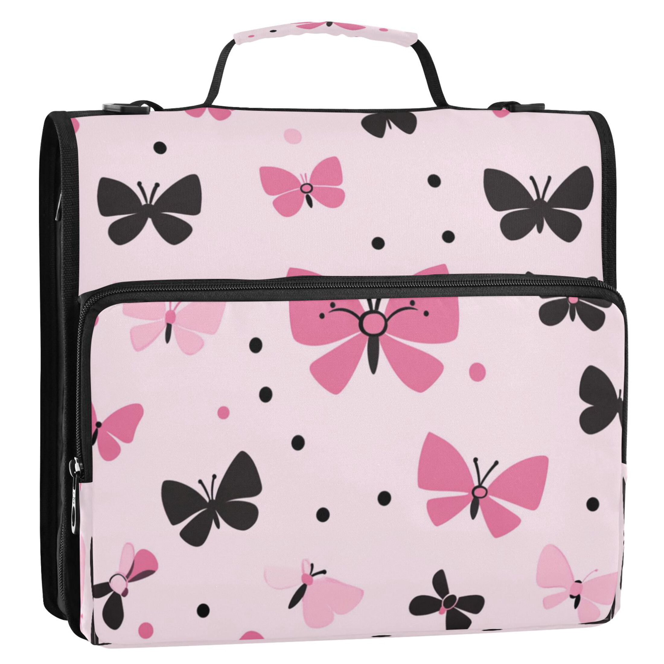 YAZAOO Zipper Binder trapper keeper Documents Organized Design Butterfly Kisses Printed