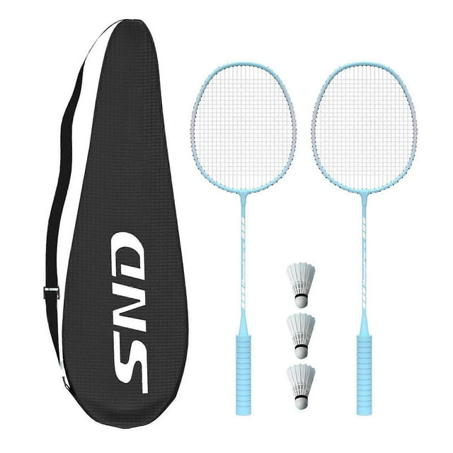 Badminton Rackets Set for Outdoor Backyard Games Including 2 Rackets 3 Nylon Shuttlecocks 1 Carrying Bag for Beginner Adults Green