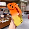 thumbnail image 5 of Compatible with iPhone 15 6.1" Case with Wrist Strap & Stand, Cute Wavy Case with Camera Lens Cover Gradient Color Soft Silicone Shockproof Protect Phone Case for Women Men (Orange Yellow), 5 of 6