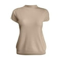 thumbnail image 2 of Pxiakgy Womens Short Sleeve Sweater Mock Neck Summer Casual Basic Knit Slim Fitted Pullover Tops Shirt Ice Silk Sweater Small Turtle Collar Spring And Summer Casual Basic Knitted Slim Fit Pullover, 2 of 4
