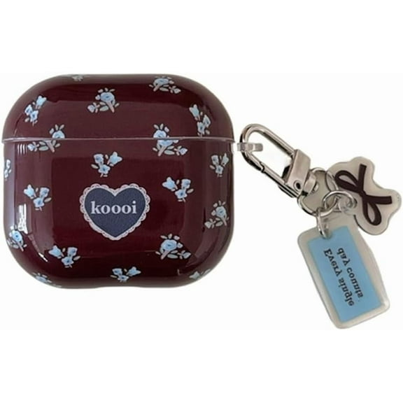 Case for Airpods 4th Generation,Blue Flower Full-Protection TPU Protective Cover,Soft Earphone Shell for Boys Girls