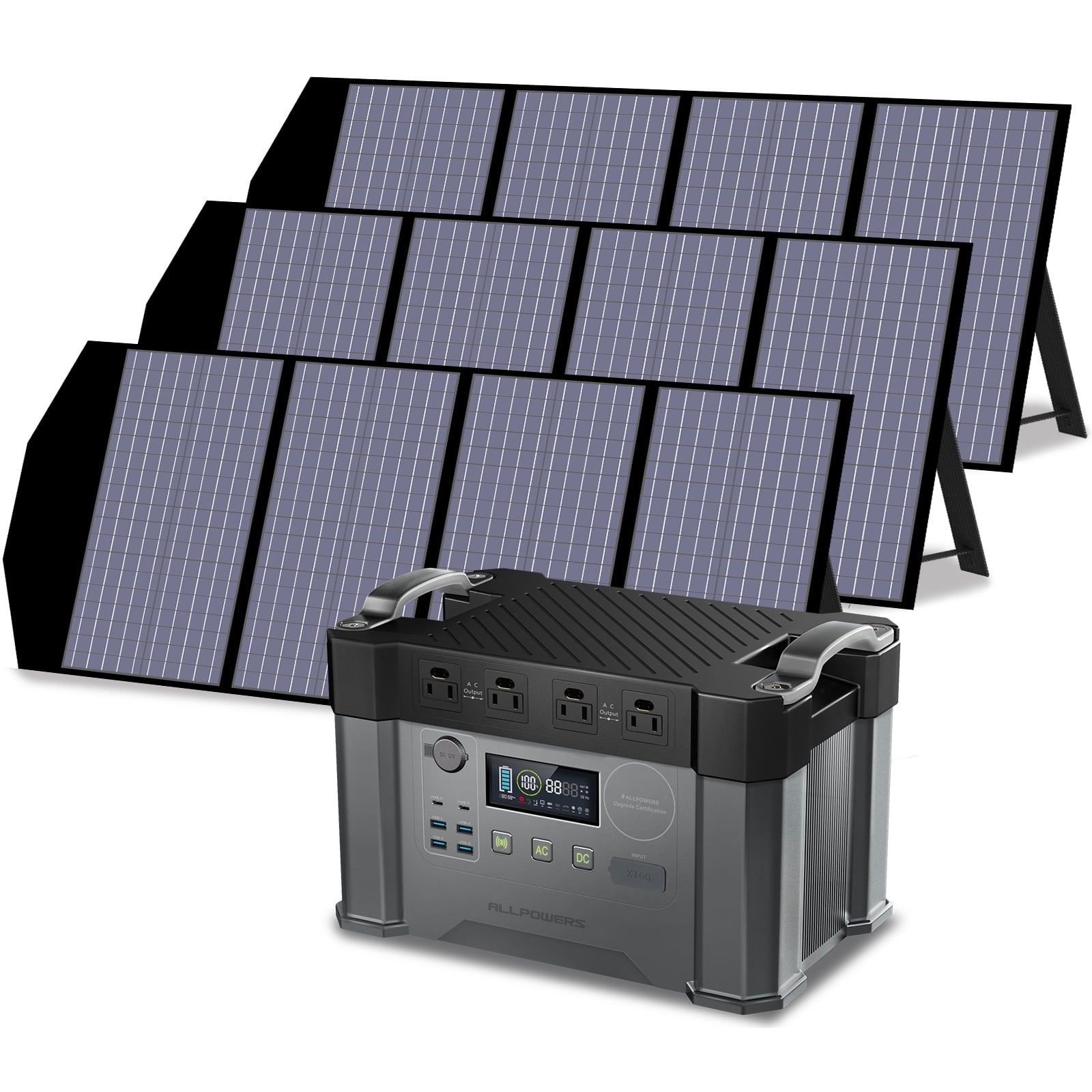 ALLPOWERS S2000 Portable Solar Generator Kit, 3 Pack 140W (Total 420W) Foldable Solar Panel with 2000 Watt 1500Wh Power Station, Solar Charger for Camping, Home Backup, RV, [Shipping Separately]