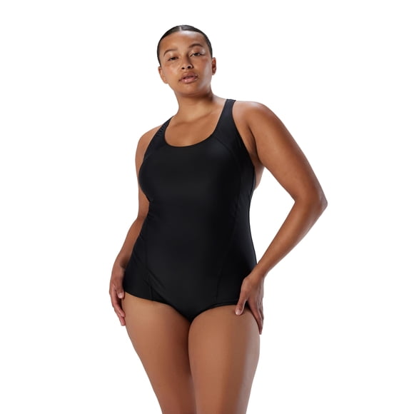 Traje de baño Speedo PowerFlex Ultraback de una pieza para mujer, color negro