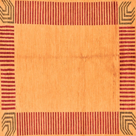 Ahgly Company Indoor Square Abstract Orange Modern Area Rugs, 3' Square