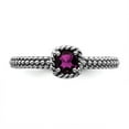 thumbnail image 4 of 925 Sterling Silver Stackable Expressions Checker-cut Rhodolite Garnet Ring Size: 5; for Adults and Teens; for Women and Men, 4 of 5