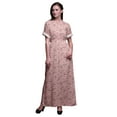 thumbnail image 1 of Bimba Robe Longue Imprimée en Rayonne à Feuilles de Cari, Taille Smockée, Fente Latérale, Robe pour Femme - Xxx-Grand, 1 of 6
