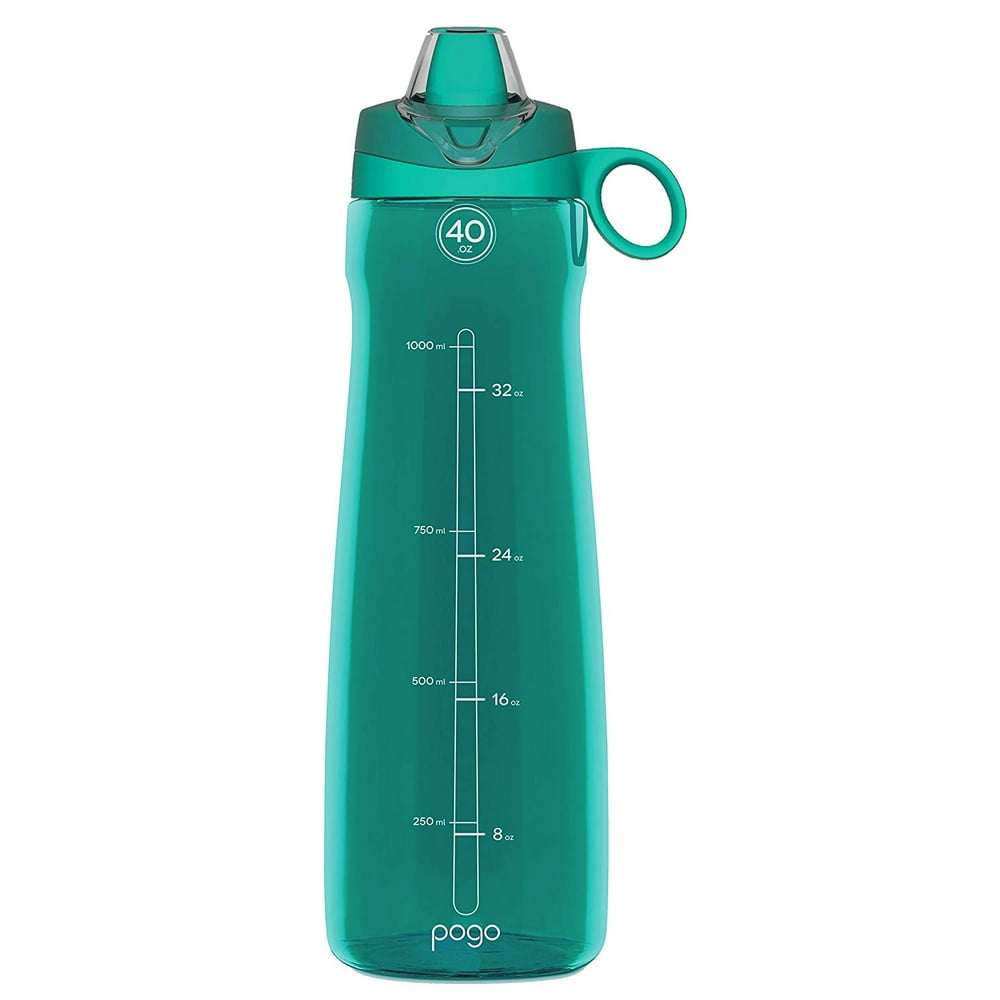 Pogo BPAFree Tritan Water Bottle with Soft Straw, Teal, 40 oz.