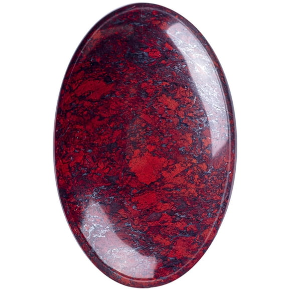 Red Flower Jasper Palm Stone Crystal - Natural Chakra Therapy Polished Healing Crystal Oval Pocket Gemstone for Anxiety Stress Relief