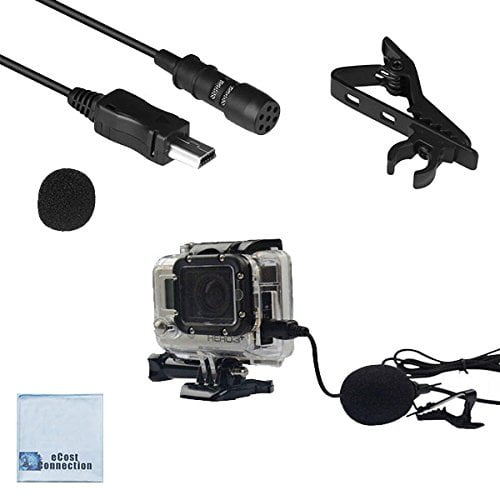 eCostConnection Microphone Directionnel Lavalier 47 Pouces pour GoPro HERO3, HERO3+, HERO4 & Chiffon en Microfibre
