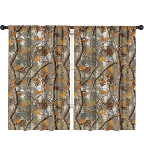 Blackout Kids Curtains,Camo and Tree Brown Pattern Children's Insulated Curtains Set Of 2,Bedroom Essentials,Toddler Room Decor 52"x84"
