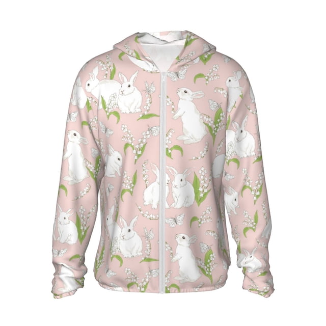 Vsdgher Sweat à Capuche Imprimé Lapin pour Hommes et Femmes, Protection Solaire à Manches Longues pour la Pêche et la Course - Moyen
