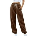 thumbnail image 4 of Hueook Winter Womens Corduroy Pants Women's Loose Fitting Leggings Fashionable and Elegant High Waisted Leg Tied Sanitary Pants Casual Sports Pants Brown S, 4 of 6