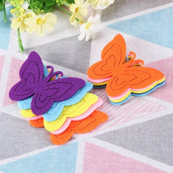 WHAMVOX  30 Pcs Felt Butterfly Decoration Patches DIY Crafts Supplies Colorful Ornaments Primary School
