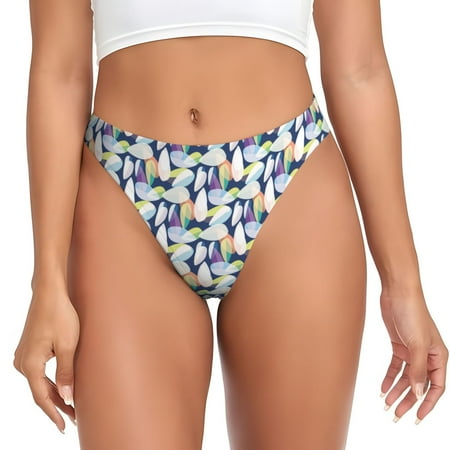 bright colors leaves Thongs for Women - No Show Seamless Womens Thongs Underwear  Soft Stretch G String Thongs for Women Cuteness Ladies Breathable Thong Bikini Panties Briefs