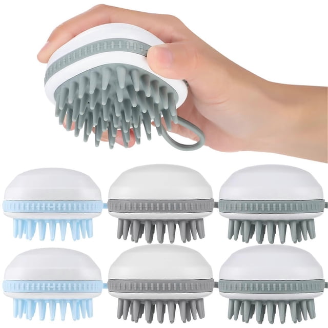 6 piezas de masajeador de cuero cabelludo y cepillo para champú para limpieza profunda, crecimiento del cabello, ducha y mascotas.