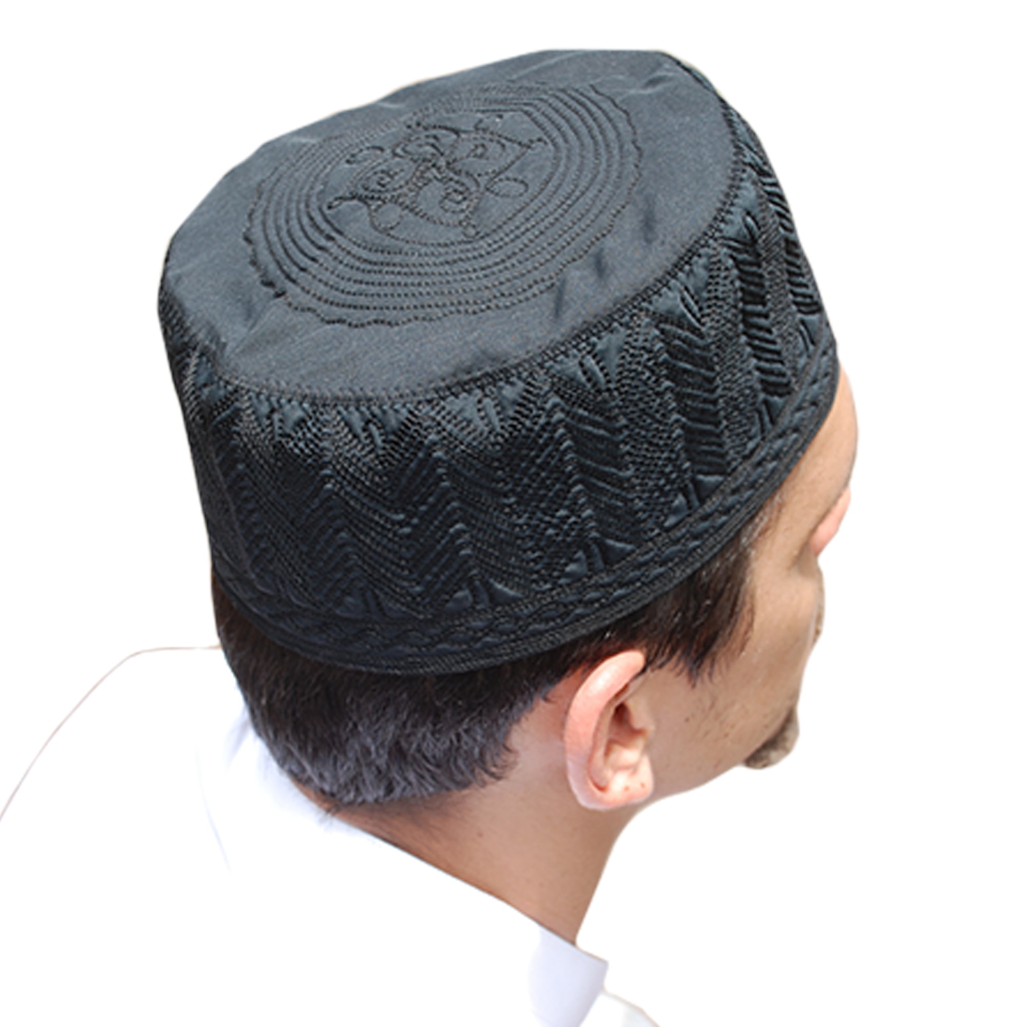 TheKufi® Black Kufi Takke Kofia Hat Embroidered Cotton-mix Kufi Muslim