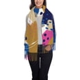thumbnail image 4 of Foulard à Franges pour Femmes, Châle Long d'Hiver Abstrait Aquarelle, Léger et Chaud, 4 of 6