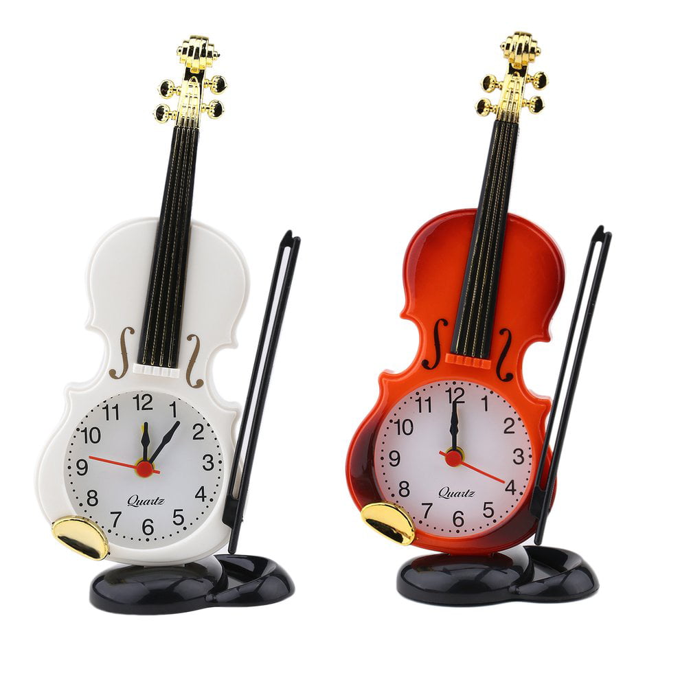 Student table clock White Violin shaped table clock student clock alarm clock 