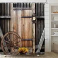 thumbnail image 5 of Rustic Wooden Barn Door Shower Curtain for Bathroom Western Country Vintage Rural Farm House Door Fabric Bath Curtains, 5 of 6