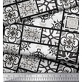thumbnail image 2 of Soimoi Polyester Crepe Fabric Check & Damask Patchwork Printed Fabric 1 Yard 52 Inch Wide, 2 of 3