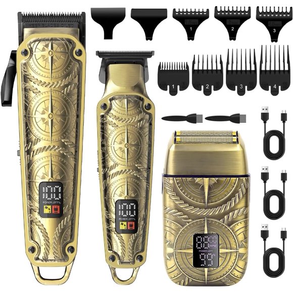 Hatteker Professional Hair Clippers for Men 3 in 1 Hair Trimmer Beard Trimmer Electric Shavers Razor Cordless Beard Trimmer Men's Grooming Set LCD Dis