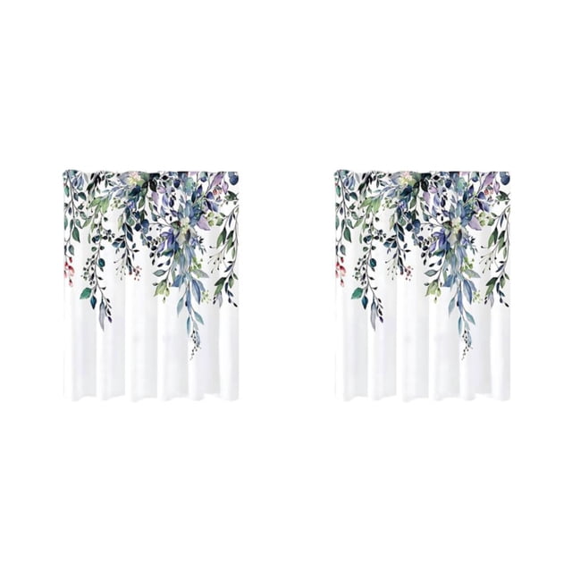 Inteprter Cortina de ducha con estampado de hojas, cortina de baño impermeable, sin piel, planta de poliéster con LS-015, 180x200cm LS-015 180x200cm 2piezas