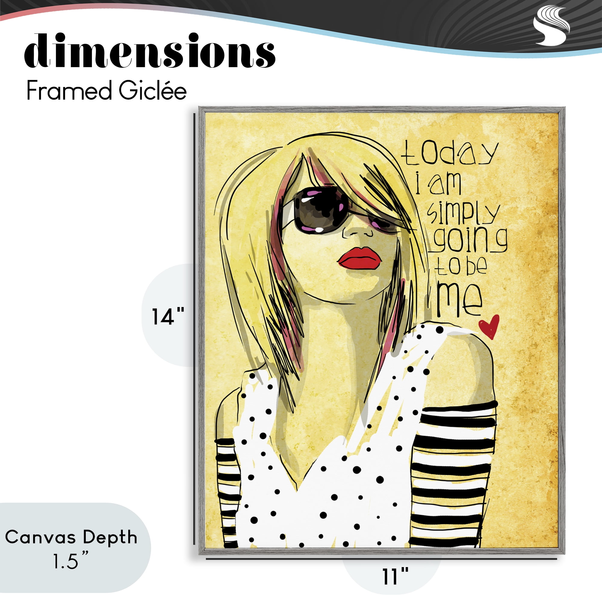 Stupell Industries Today I Am Simply Me Gray Framed Giclee Art, design by Suzanne Millius