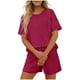 thumbnail image 4 of TaTaai Women's Short Sleeve Top and Shorts Set Round Neck Design Elastic Waist Shorts with Pockets Solid Color Casual Two Piece for Summer Daily Activities Gift, 4 of 5