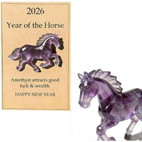 Amethyst Crystal Horse Figurine, Hand Carved Natural Stone Desk Decor - Symbol of Wisdom & Success, Inspirational Gift for Home Office(wwx)