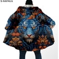 thumbnail image 3 of The King-Capa de piel de tigre blanco con estampado 3D para hombre, abrigo grueso y cálido con capucha, abrigo de lana a prueba de viento, bata, manta, 5, 3 of 4