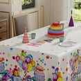 thumbnail image 3 of Happy Birthday Cake Gifts Colorful Balloons White Tablecloth Rectangle Washable Table Covers for Indoor Outdoor Dining Table Home Party Decorations 60x84 Inch, 3 of 5